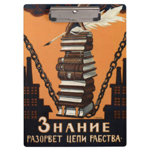 Carpeta De Pinza Arte impreso de campaña de alfabetización vintage