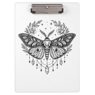 Carpeta De Pinza Arte lineal gótico místico de polilla botánica cel