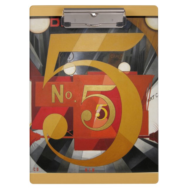 Carpeta De Pinza Arte moderno Cubista Demuth Figura 5 en Oro (Anverso)