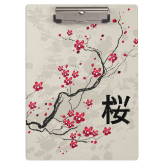 Carpeta De Pinza Arte oriental de la flor de cerezo de Sakura del