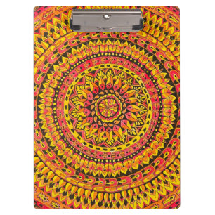 Carpeta De Pinza Arte Original de Mandala de Color Naranja