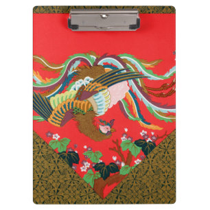 Carpeta De Pinza Arte vintage del pájaro fénix rojo japonés G.A. Au