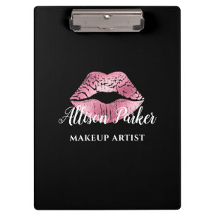 Carpeta De Pinza Artista de Maquillaje Black Pink Kiss Lips