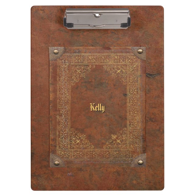 Carpeta De Pinza Aspecto de cuero antiguo (personalizable) (Anverso)