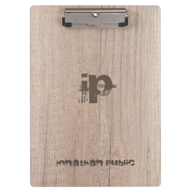 Carpeta De Pinza Aspecto de madera de plantilla Monograma nombre de (Anverso)
