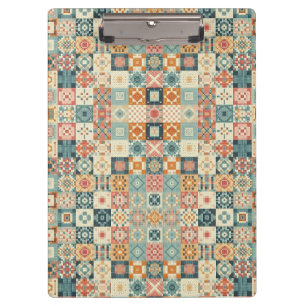 Carpeta De Pinza Aspecto vintage y tejido de mosaico