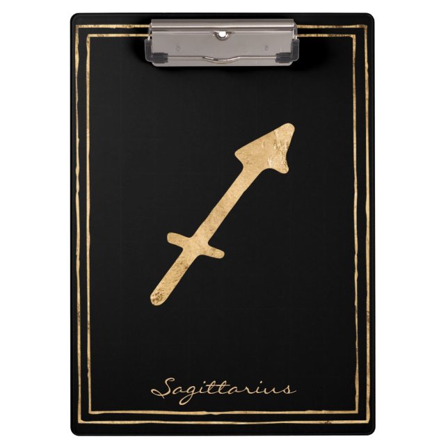 Carpeta De Pinza Astrología estilizada en oro de Sagittarius (Anverso)