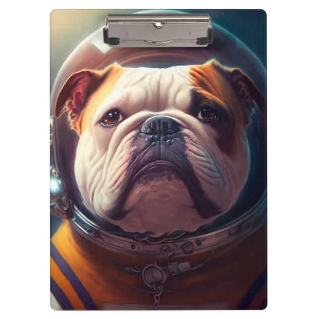 Carpeta De Pinza Astronauta de Bulldog Adorable (Anverso)