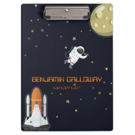 Carpeta De Pinza Astronauta Monograma Moon Rocket Kids Cosmic Trend