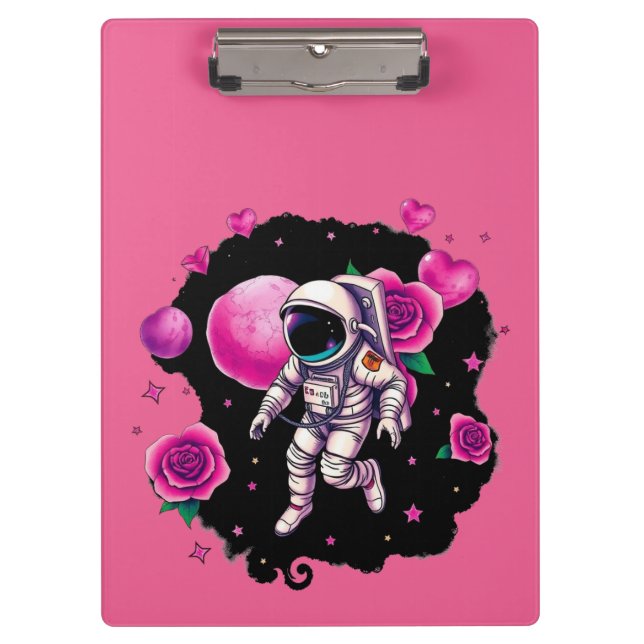 Carpeta De Pinza Astronauta Valentine Rosa (Anverso)