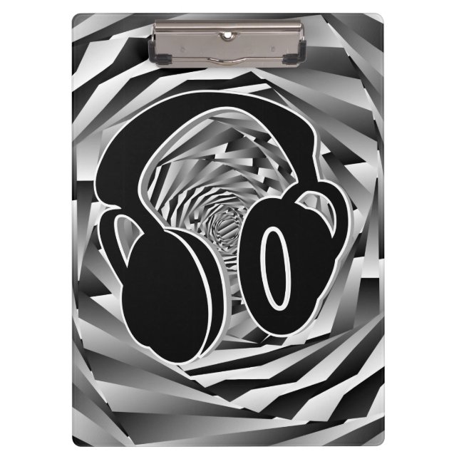 Carpeta De Pinza Auriculares en espiral de blanco y gris negro (Anverso)