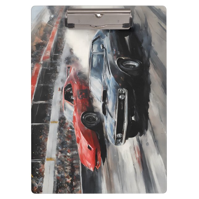 Carpeta De Pinza Automóviles de Músculo Rojo y Negro (Anverso)