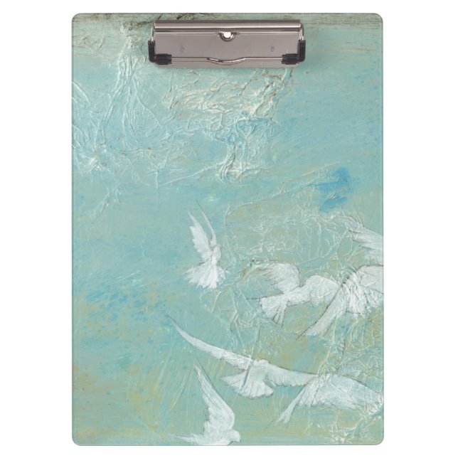 Carpeta De Pinza Aves blancas volando por el cielo azul (Anverso)