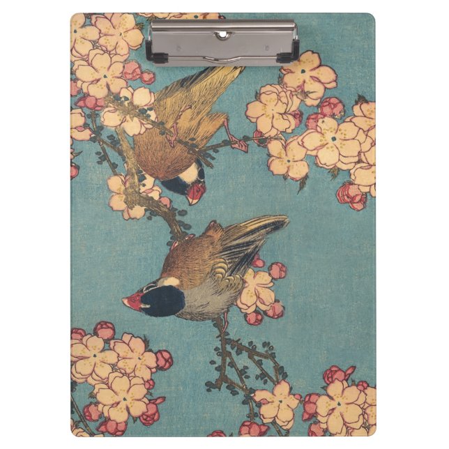 Carpeta De Pinza Aves flores Hokusai Arte Japonés (Anverso)