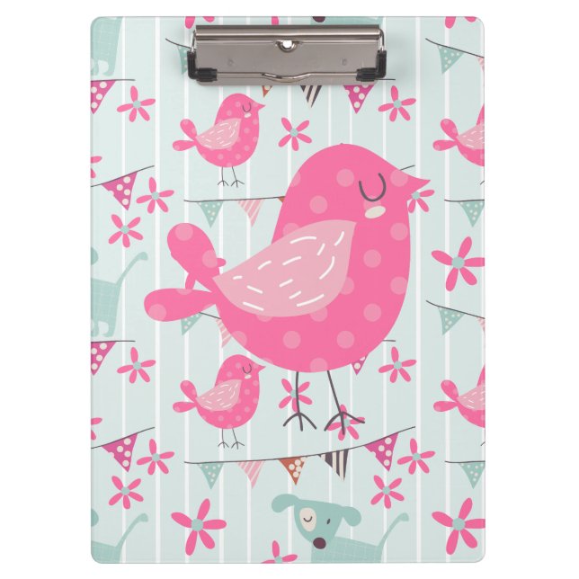 Carpeta De Pinza Aves, perros, carteles, flores (Anverso)