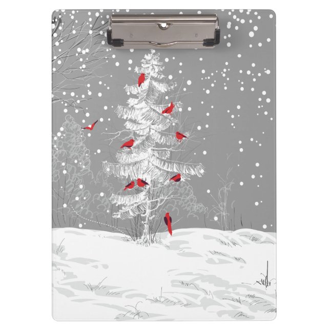 Carpeta De Pinza Aves rojas, Navidades blancos (Anverso)