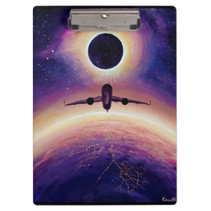 Carpeta De Pinza Avión en ciudad de vuelo y eclipse