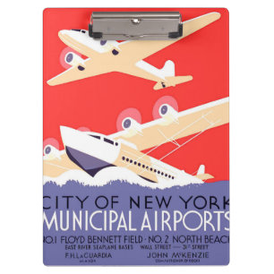 Carpeta De Pinza Avión volando vintage WPA colorido