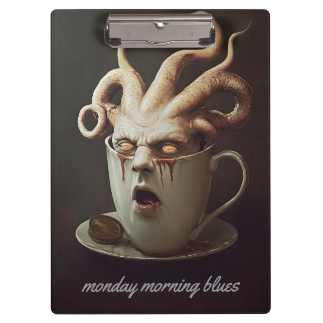 Carpeta De Pinza Aviso de nivel de cafeína blues de lunes a la maña (Anverso)