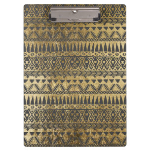 Carpeta De Pinza Azteca dibujado del falso oro ostentoso y de la