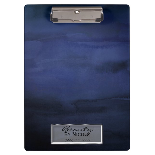 Carpeta De Pinza Azul acuarela Elegante Moda Glam Personalizado (Anverso)