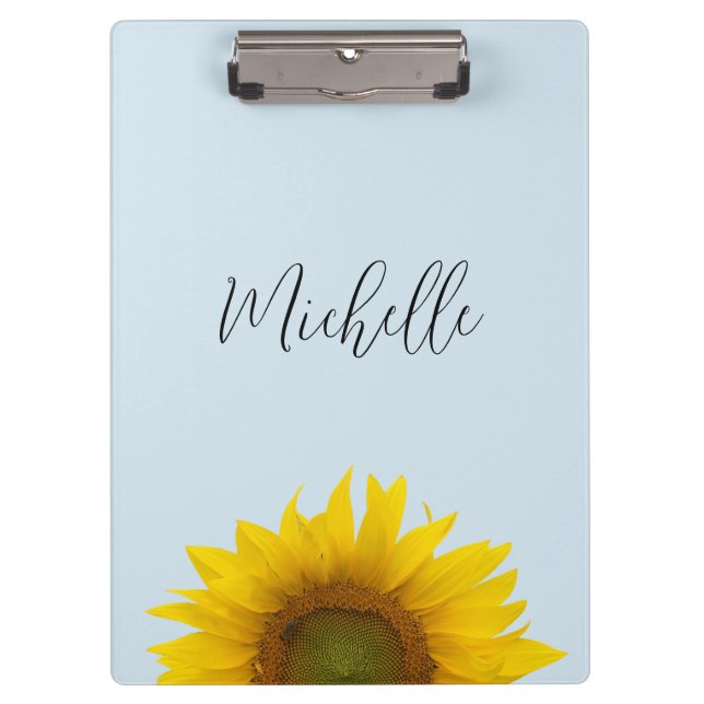 Carpeta De Pinza Azul floral amarillo girasol (Anverso)