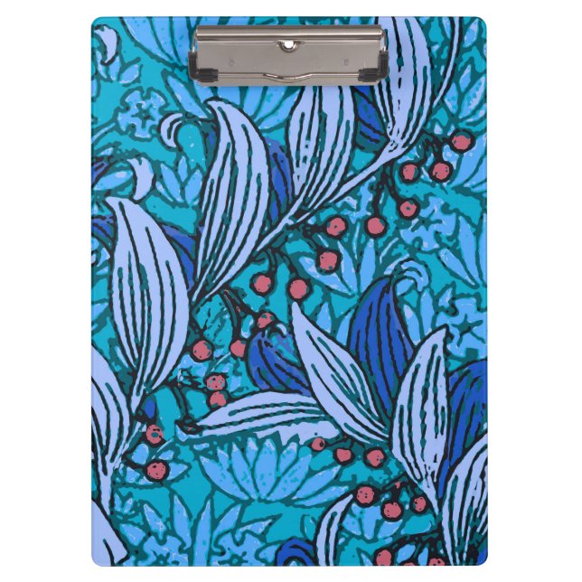 Carpeta De Pinza Azul Floral Antiguo Boho Moderno (Anverso)