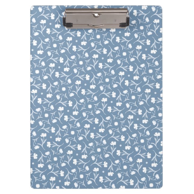 Carpeta De Pinza Azul Gris Blanco Libertad Patrón Floral Elegante P (Anverso)