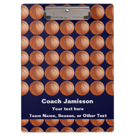 Carpeta De Pinza  Azul marino para entrenador de baloncesto, nombre