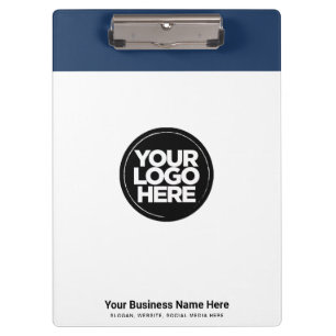 Carpeta De Pinza Azul Marino Tu Logotipo Empresarial, eslogan, siti