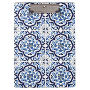 Carpeta De Pinza Azul Ornate Floral Mediterráneo Tile Siciliano