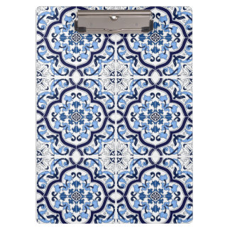 Carpeta De Pinza  Azul Ornate Floral Mediterráneo Tile Siciliano