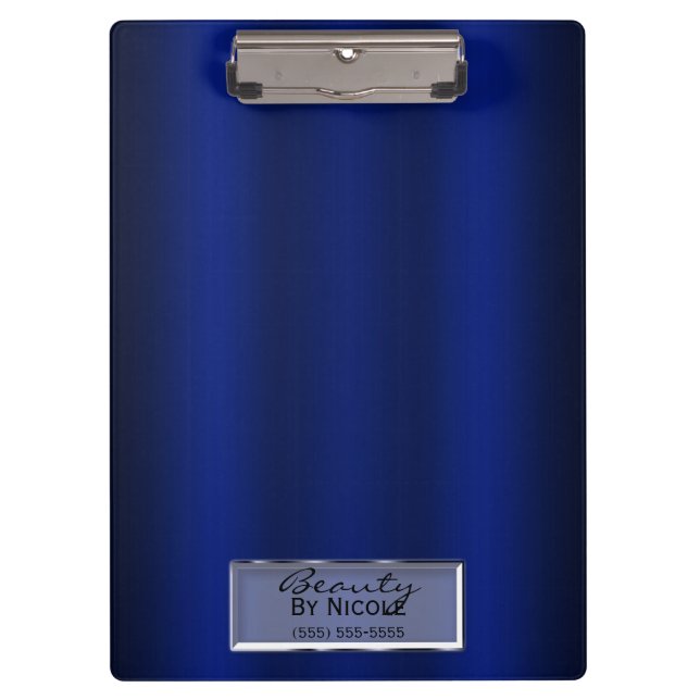 Carpeta De Pinza Azul Real Brillo Elegante Chic Glam Personalizado (Anverso)