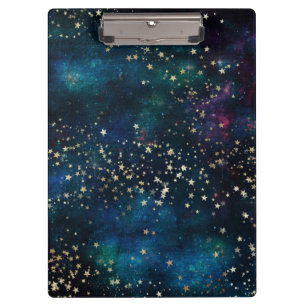 Carpeta De Pinza Azul y oro bajo el cielo nocturno de las estrellas
