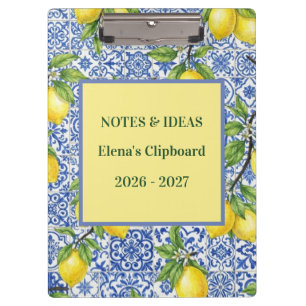 Carpeta De Pinza Azulejo Siciliano & Limón Personalizado Regreso a 