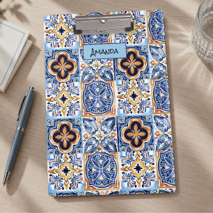 Carpeta De Pinza Azulejos cerámicos sicilianos azules blancos medit