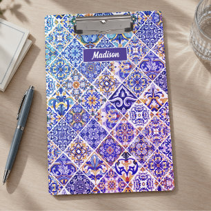 Carpeta De Pinza azulejos sicilianas mediterráneas azul púrpura