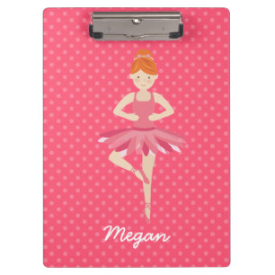 Carpeta De Pinza Bailarina principal roja en lunares rosados