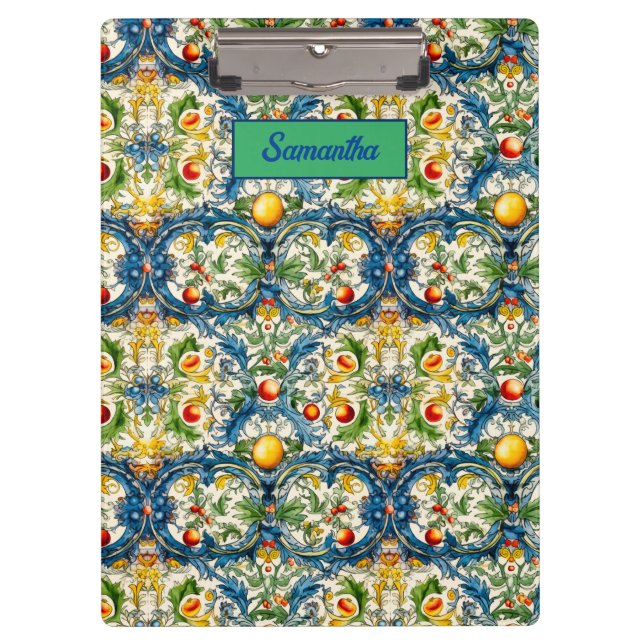 Carpeta De Pinza Baldosas azules de cítricos mediterráneos de Sicil (Anverso)