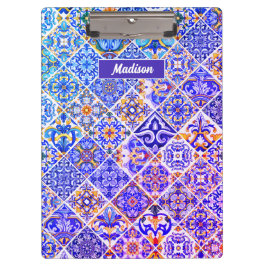 Carpeta De Pinza Baldosas azules púrpuras sicilianas mexicanas