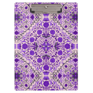 Carpeta De Pinza Baldosas florales en rosa violeta y algodón