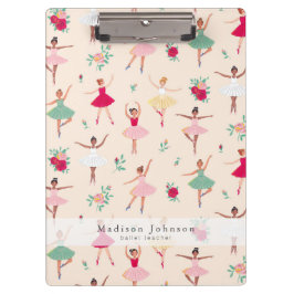 Carpeta De Pinza Ballet Dancers Pattern Cute Ballerina Teacher