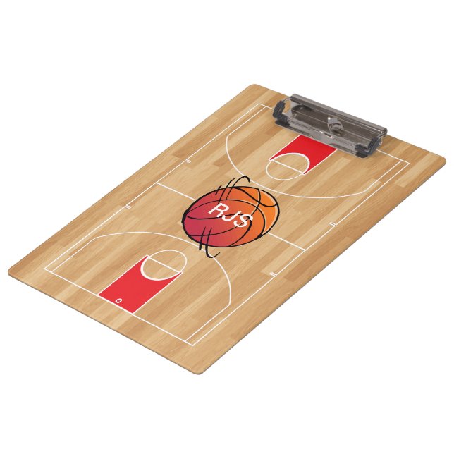 Carpeta De Pinza Baloncesto monograma en cancha de baloncesto (Angular)