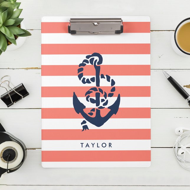 Carpeta De Pinza Banda de coral náutica y anclaje naval personaliza (Subido por el creador)