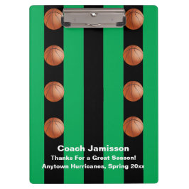 Carpeta De Pinza Banda negra y verde, entrenador de baloncesto, nom