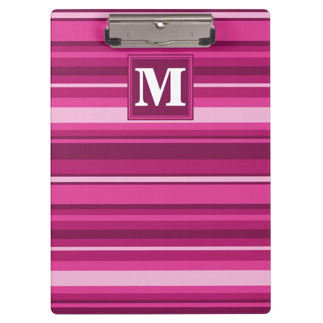 Carpeta De Pinza Bandas de fuchsia de monograma (Anverso)