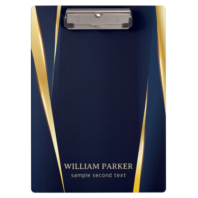 Carpeta De Pinza Bandas doradas y fondo azul (Anverso)