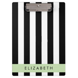 Carpeta De Pinza Bandas en blanco y negro, rayas, líneas, nombre