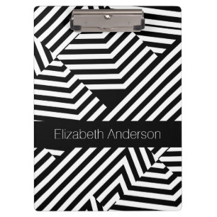 Carpeta De Pinza Bandas geométricas de moda en blanco y negro con n