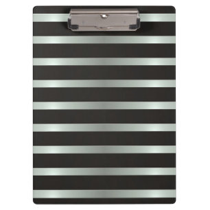 Carpeta De Pinza Bandas modernas en negro y plateado